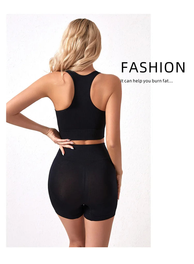 1Set Womens Underwear Set Wireless Lingerie Panties Bra Female Sexy Seamless Tank Crop Top Lady Sports Fitness Yoga Clothing Set
