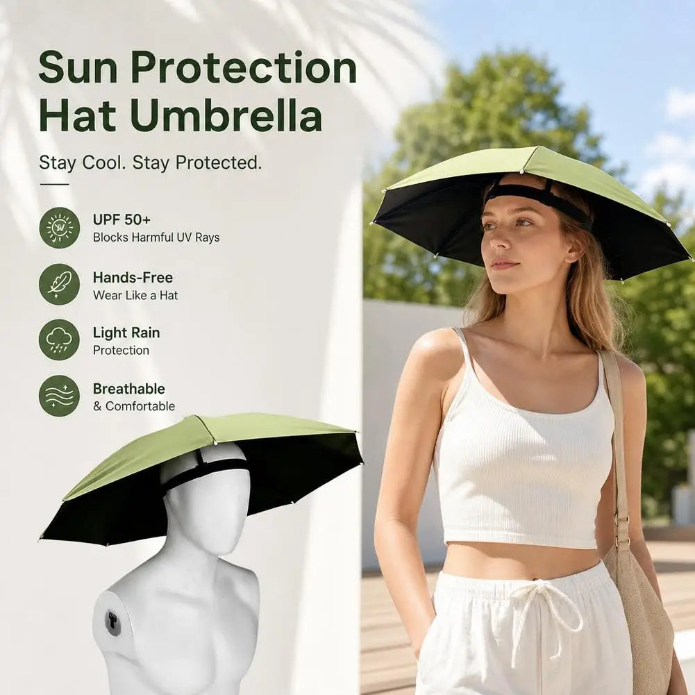 Hands Free Umbrella Hat Black Coating UV Protection Foldable Sun Shade Caps Waterproof Headwear For Fishing Hiking Camping