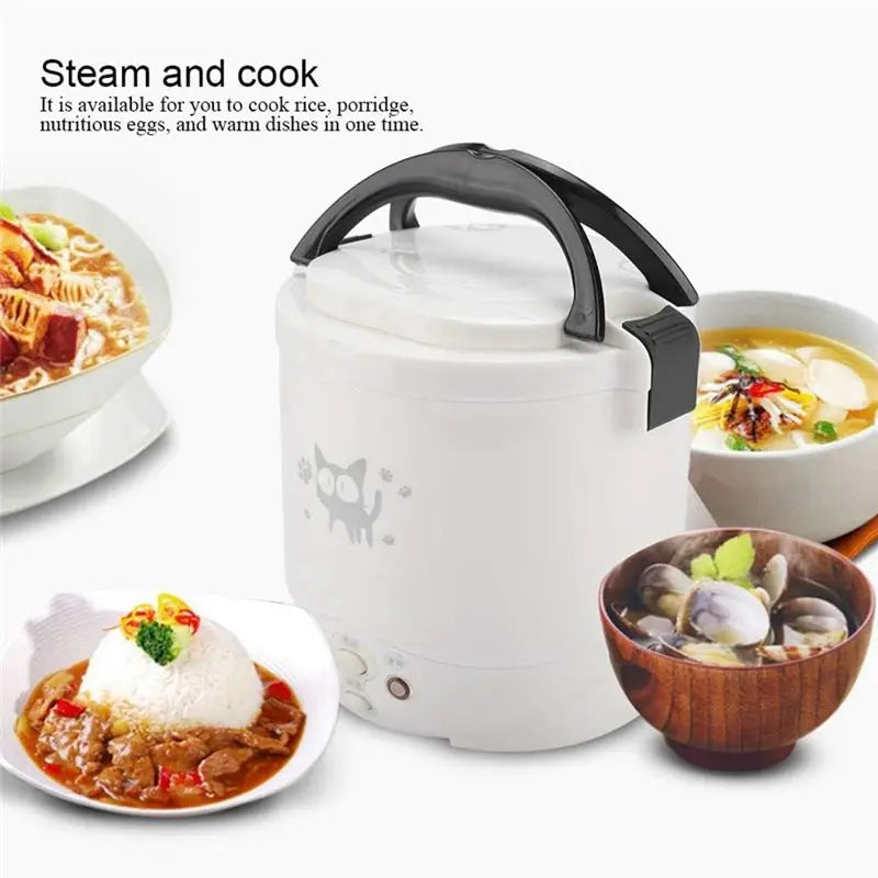 A70Z Fafa】Mini Rice Cooker Car Portable Travel Rice Cooker Non-Stick Multi-Function Rice Cooker Electric Cooker EU Plug