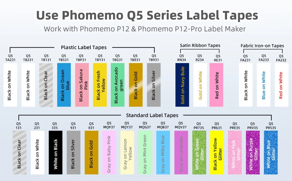 Phomemo P12 Pro - Etiquetadora Bluetooth Recargable con Cinta de Satén 12mm