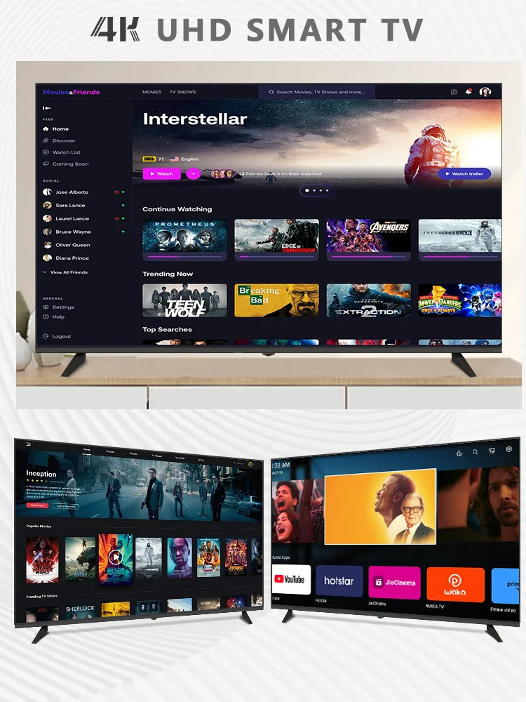 QLED 4K Smart TV Android 11 Global Version 120Hz 43 55 65 75 85 Inch UHD Frameless LED Television WiFi Netflix for Home & Hotel