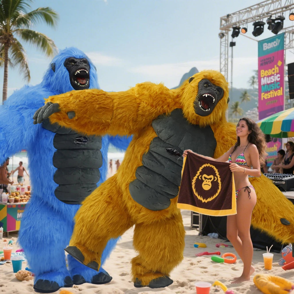 SAYGO Inflatable Multi Color King Kong Adult Cosplay Halloween Costume Plush Animal Mascot Carnival Dress Set Fur Gorilla Set