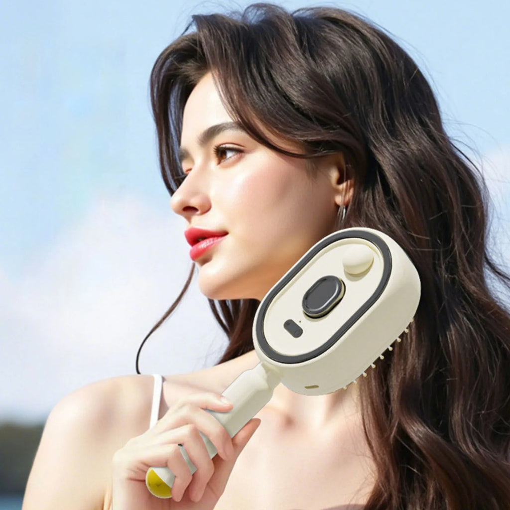 Electric Steam Brush USB-C Charging Wet Electrics Hairbrush Rechargeable Steams Hair Straightener for Both Long & Short Hairs
