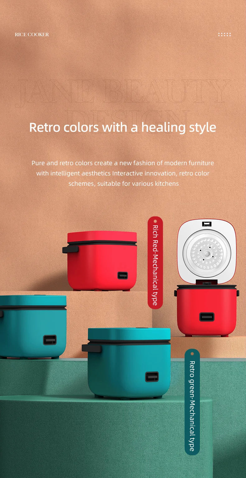 1.2L Mini Electric Rice Cooker Multifunctional Non-Stick Rice Cooking Pot Portable Small Rice Cooker for 1-2 People Dorm Home Of