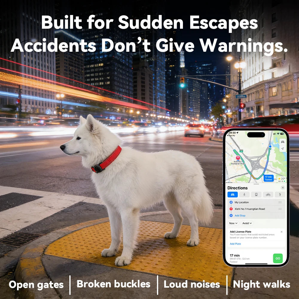 Pet Bluetooth Tracker for iOS Dog Mini Tracking for Apple Find My Dog Cat Collars Anti Lost Smart Tag Adjustable Pet Locator