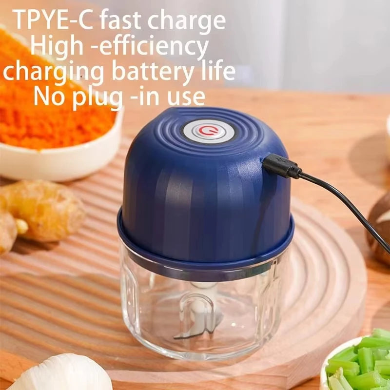 260ML Electric Meat Grinder, Rotary Garlic Grinder, Vegetable and Onion Chopper, Wireless Rechargeable Kitchen Cooking Mixer