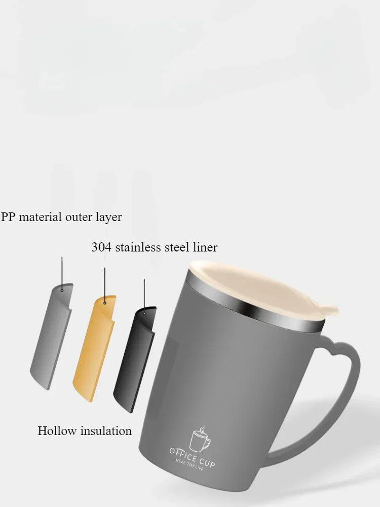 350ml 304 Stainless Steel Mugs Portable Thermal Water Bottle Thermos Mug Coffee Cup with Handle Leak-Proof Insulated Water Cups