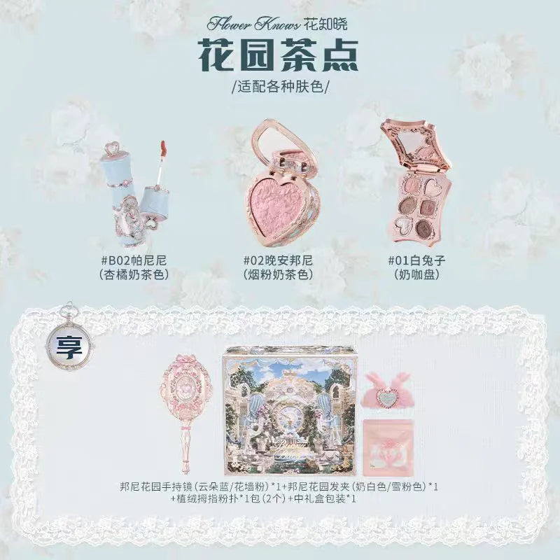 Flower knows Bunny Garden Collection Lip Cream Blush Air Cushion CC Cream Liquid Foundation Eye Shadows Palette Makeup Set