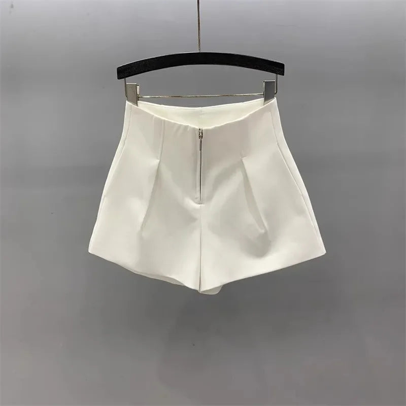 Women's High Waisted Zipper Denim Shorts Summer Loose Wide Leg A-line Shorts Pear Body Shape Tummy Control Casual Officewear Hot