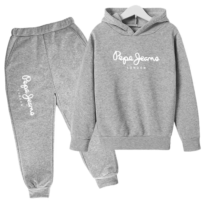 Leisure Letter Print 2pcs Hoodie+Pants Tracksuits 3-13 Years Boys Girls Spring Autumn Outfits Streetwears Children Clothes