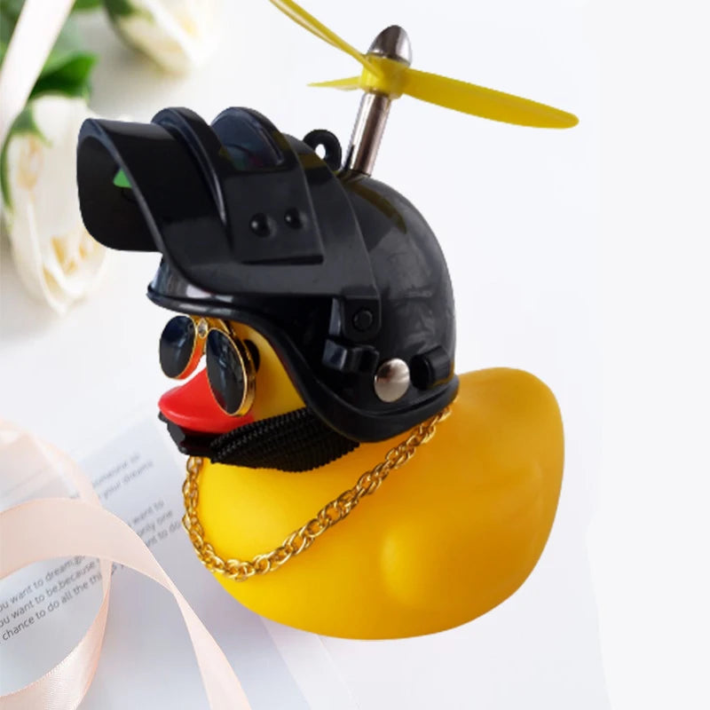 Broken Wind Rubber Duck Motor Accessories Yellow Duck with Helmet Auto Car Accessories Duck In The Car Car Interior Decoration
