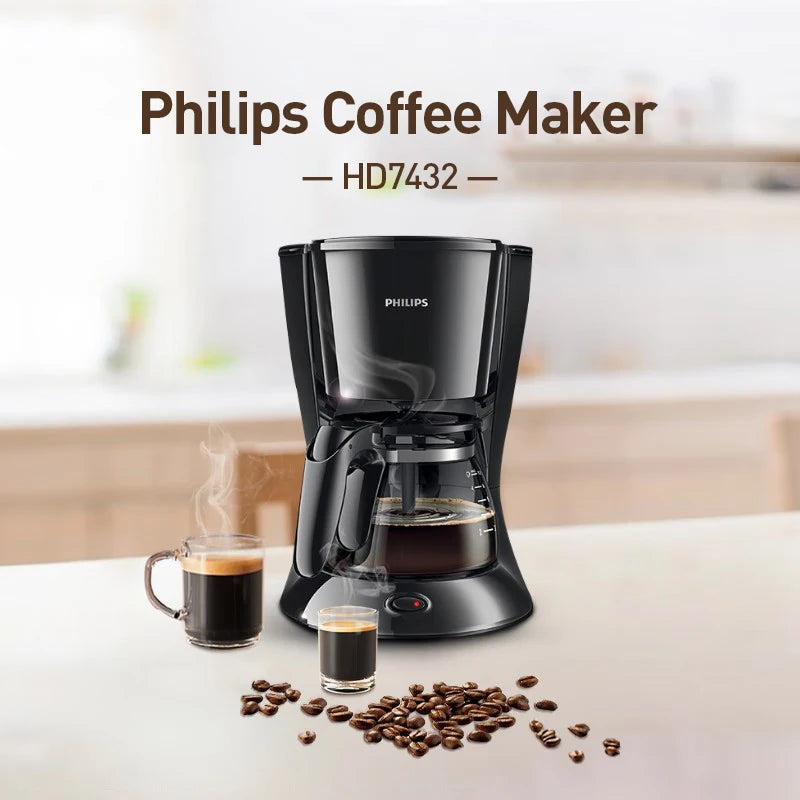Philips HD7432 Drip Coffee Maker 220V Fully Automatic Coffee Machine 600ML Drip Filter Small Multi-functional Coffee Pot