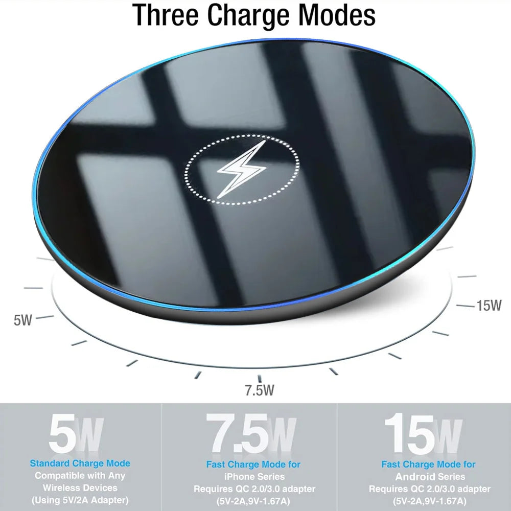 Universal Wireless Charger for Apple iPhone 17/16/15 Pro Max, Samsung Galaxy S22/S21, Huawei, Xiaomi, Google Pixel — Wide Compat