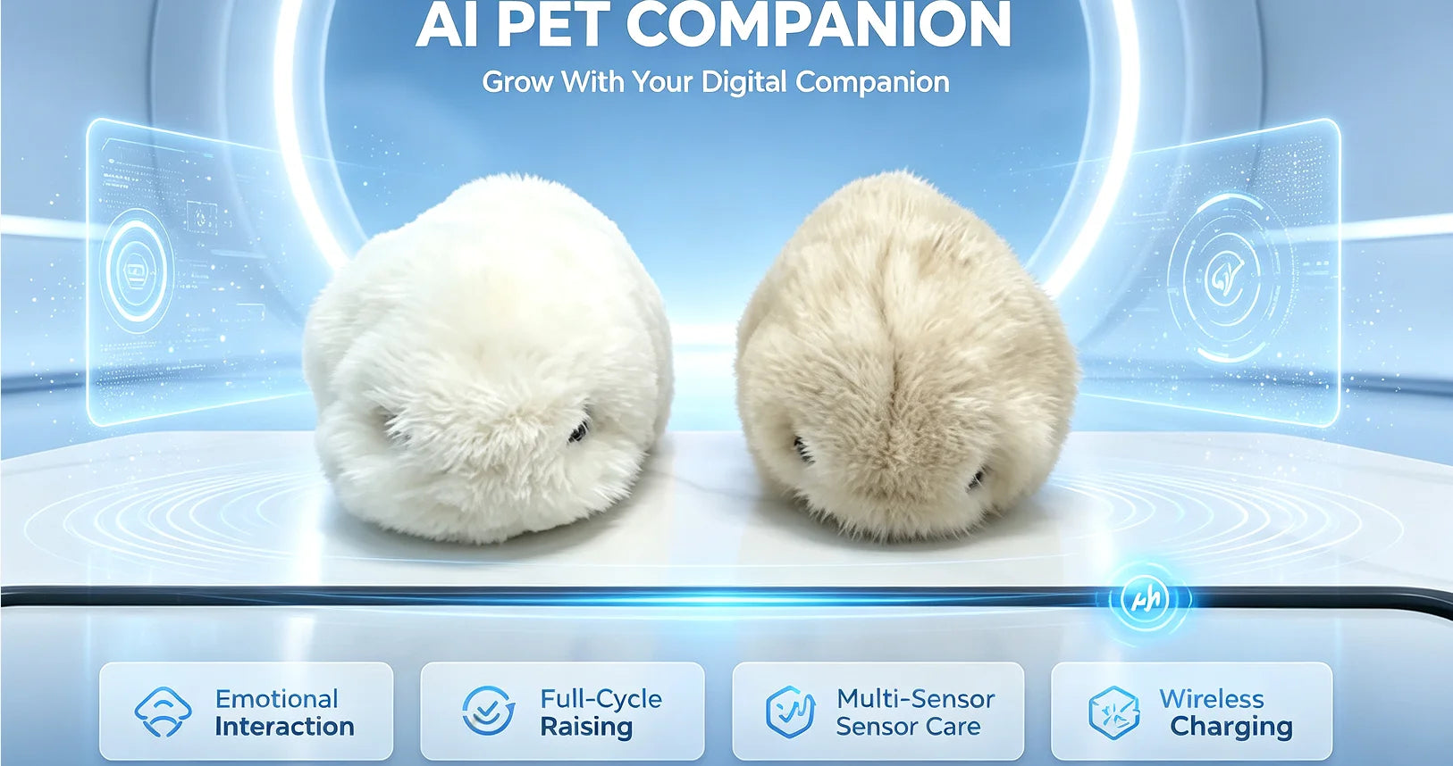 Interactive AI Robotic Plush Pet,  Emotional Simulation Companion Toy with Touch Activated Mood Response for Stress Relief