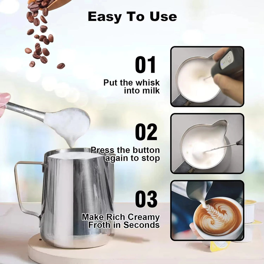 Electric Milk Frother Coffee Frother Set AA Size Kitchen Egg Beater Cream Frother Mixer for Coffee Lovers And Bakers