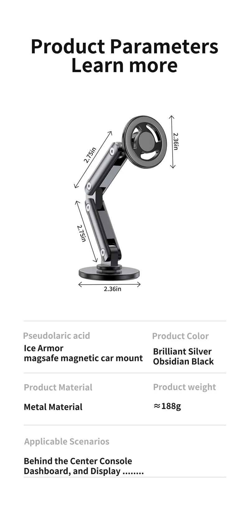 Universal Metal Car Magnetic Semiconductor Cooling Phone Holder RGB Light 3 Level Adjustable for iPhone 16 15 14 13 12 Samsung
