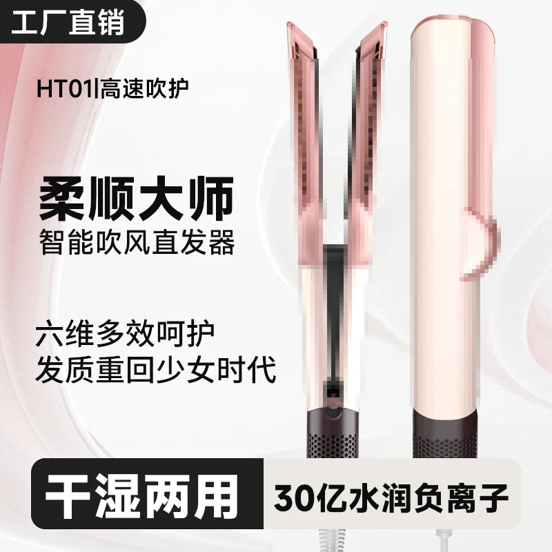 2-in-1 Hair Dryer and Straightener Ht01 Negative Ion Straightening Comb for Dry and Wet Use, Hair Straightener That Doesn'T Damage Hair, Multi-Functional Hair Styling Tool