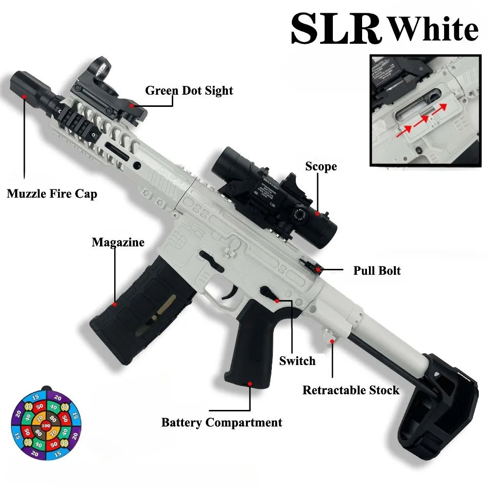 Nylon SLR Electric Gel Ball Blasting Toy Gun Full Automatic Shoot Water Ball Launcher for Outdoor Team Interaction