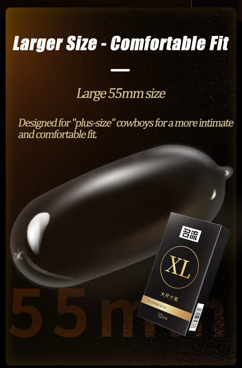 5Box 55mm Men's Condoms Big Size for Men Ejaculation Natural Latex Ultra Thin XL Penis Sleeve Adult Supplies Safer Sex Tools