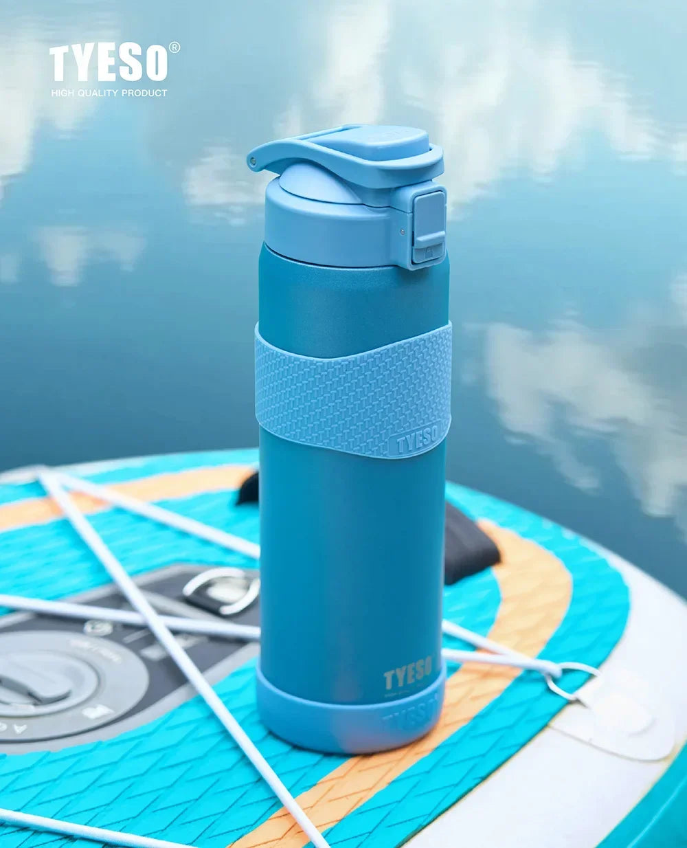 TYESO Vacuum Flasks Insulated Water Bottle 24H Cold 12H Hot Stainless Steel Leakproof Sports Bottle for Gym Travel Drinkware