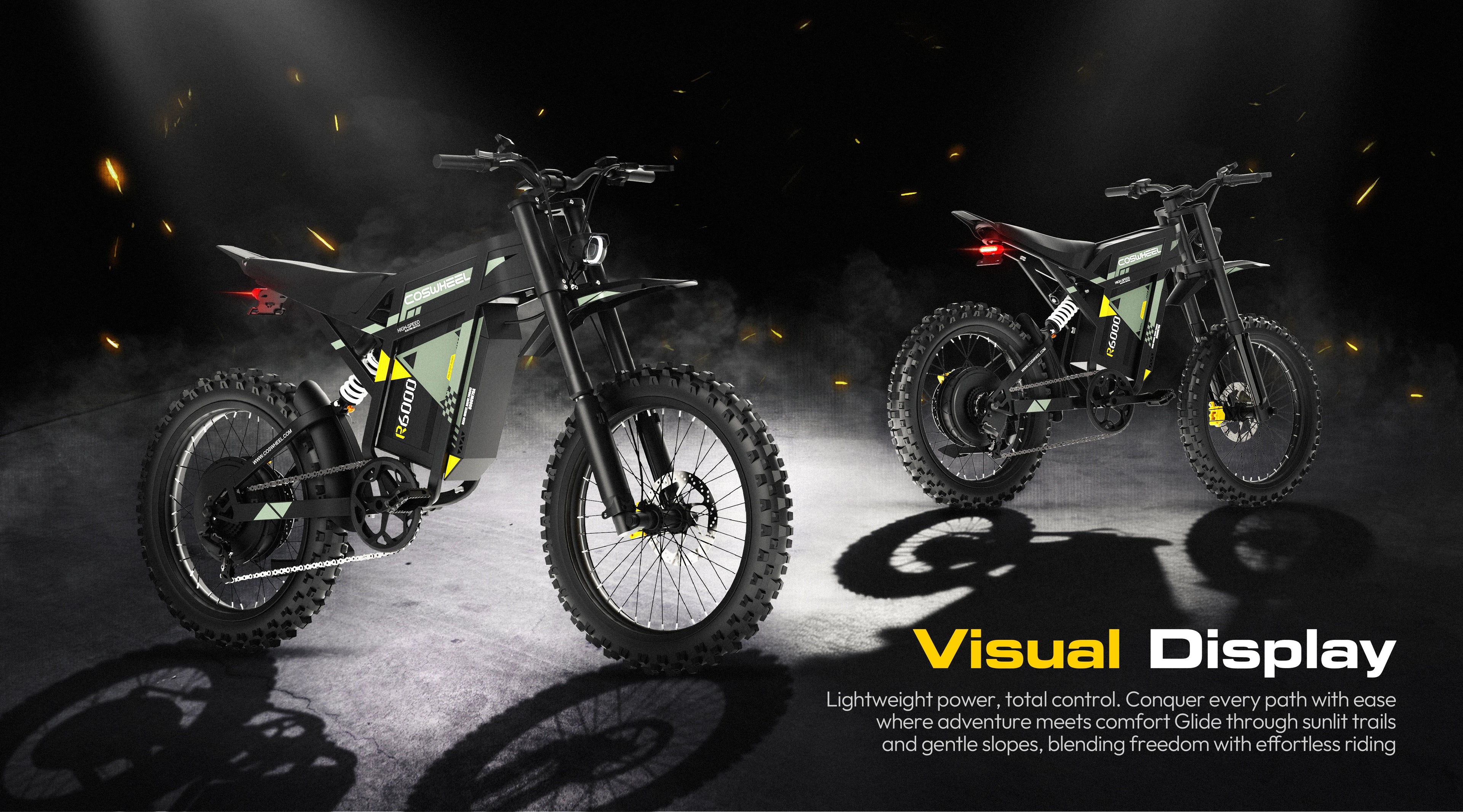 COSWHEEL R6000 Adult Electric Mountain Bike 7000W Motor 60V 30AH ebike,Dual Suspension Electric Bicycle