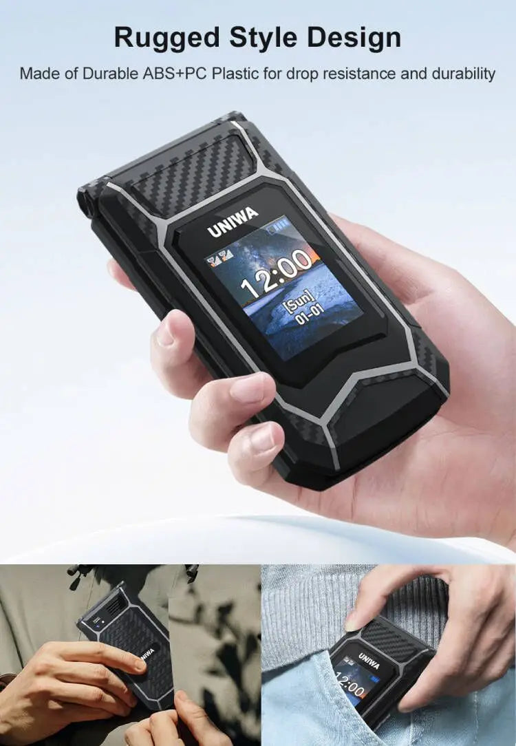 UNIWA X29 Old Man 2G Flip Mobile Phone GSM Senior Big Push-Button Flip Phone Dual Sim FM Radio Russian Arabic Keyboard Cellphone
