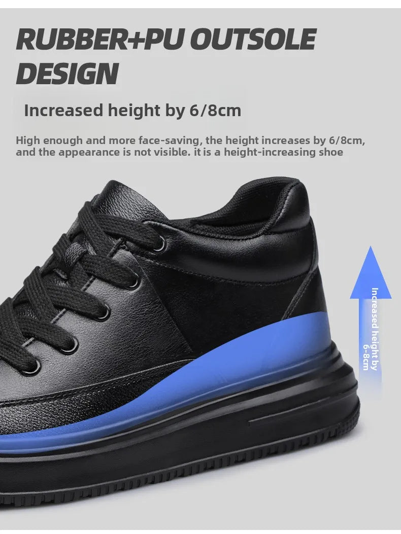 New Invisible Inner Height Increasing Men's Shoes 8cm Trendy Sports Shoes White Shoes British Height Increasing Casual Sneakers