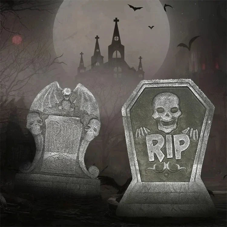 4pcs Halloween Foam RIP Graveyard Tombstone Decor Skeleton Tomb Haunted House Party Prank Prop Yard Outdoor Home Decorations