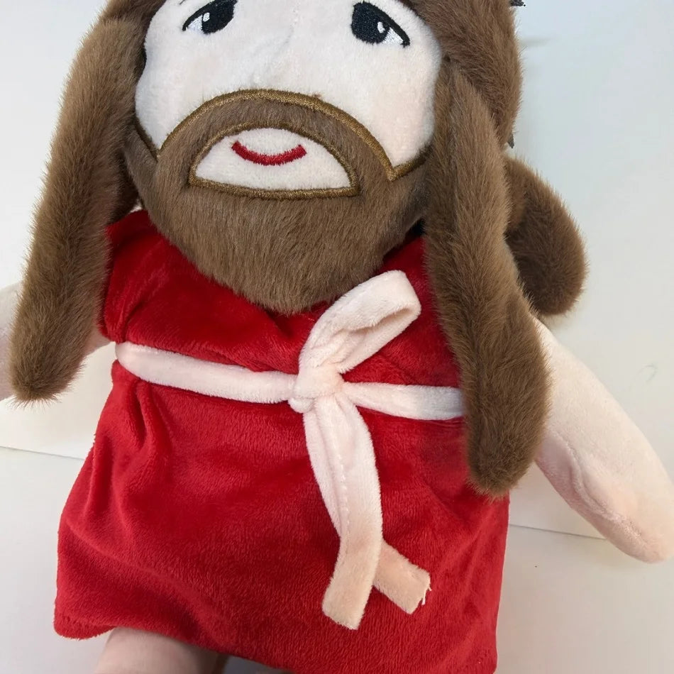 New Can Soothing Breathing Doll Red Robe Jesus/Maria Plush Toys Music Light Soothe Sleep Companion Hug pillow Doll Christma Gift