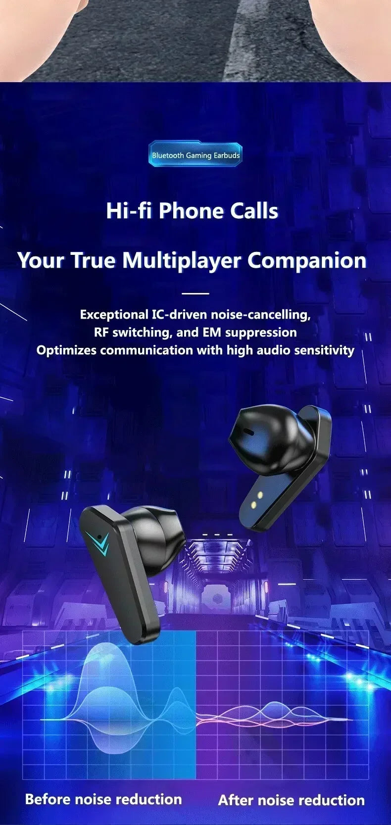 New TWS headset Bluetooth wireless gamer headset gamer with microphone hands-free apply to smartphones