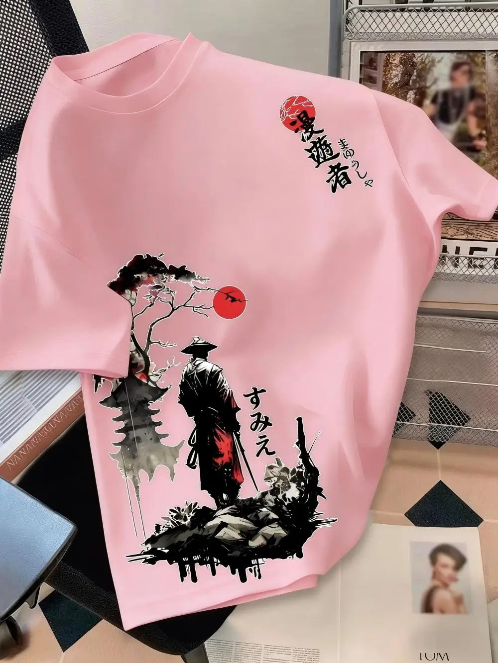 European and American men's summer wandering swordsman print comfortable and breathable round neck T-shirt outdoor street top
