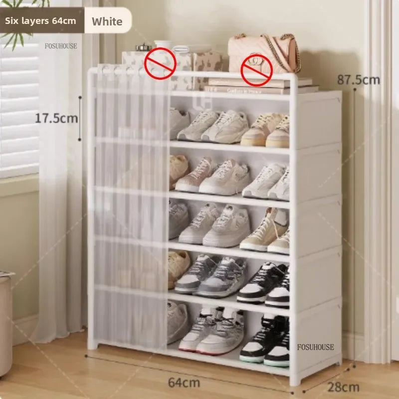 Multi layer Shoe Rack with Drawer for Entryway Hallway Storage Durable Metal Frame Indoor Organizer Space Saving Hanger Unit