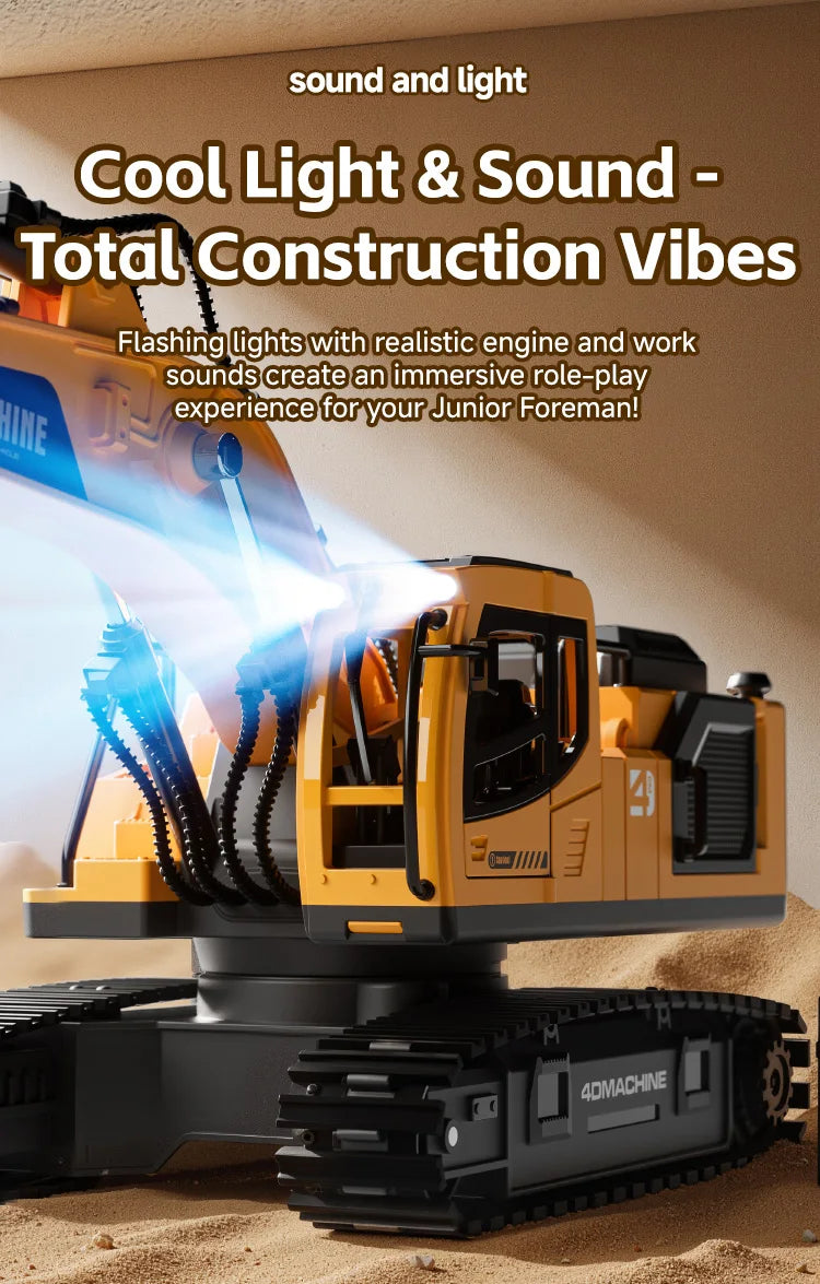 RC Excavator 14 Channel 3 IN 1 RC Engineering Car Remote Control Crawler Truck Alloy Excavator RC Model Car Toy Christmas Gift