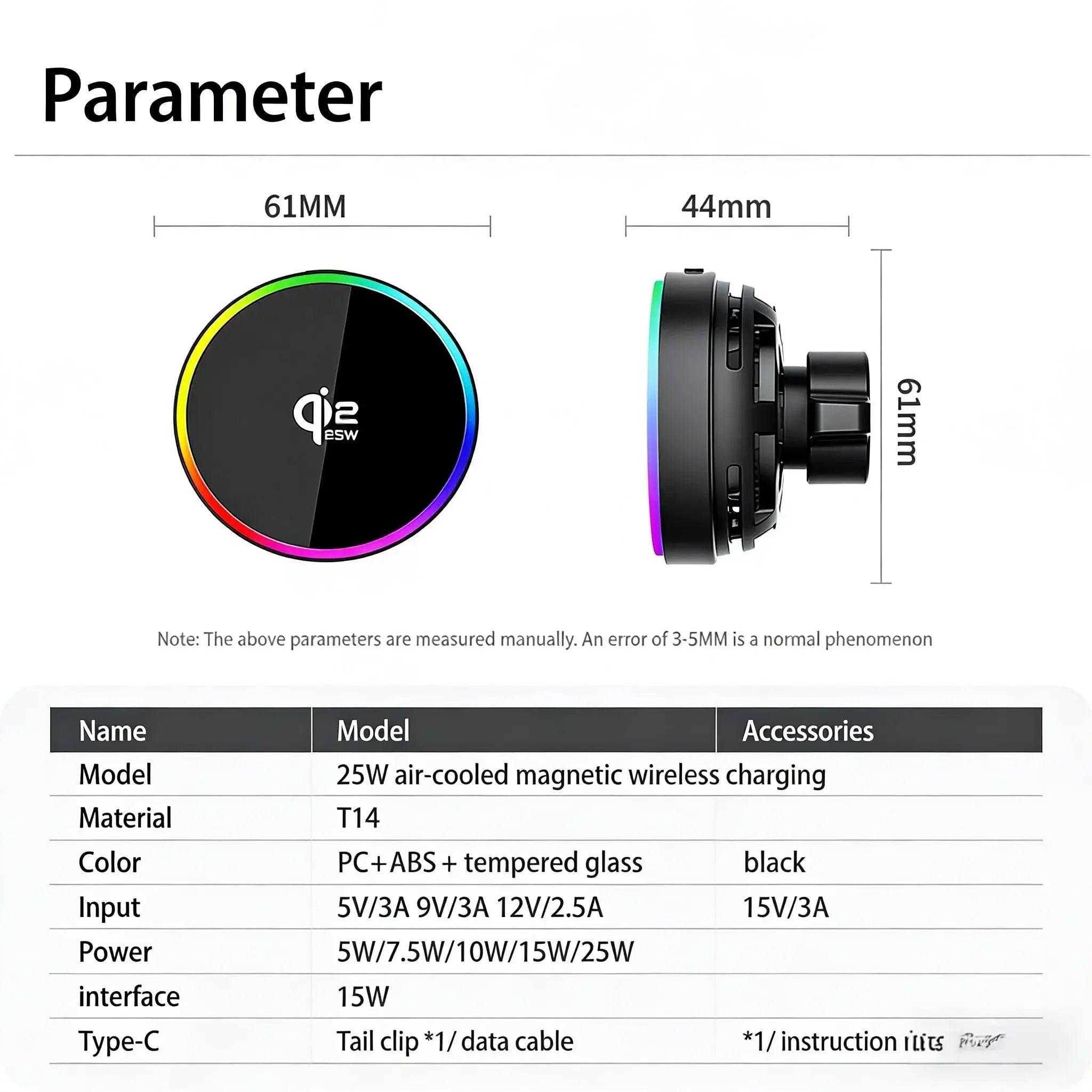 25W Qi2 Magnetic Car Phone Charger Holder with RGB Light Air Vent Mount with Fast Charging & Cooling for iPhone 17 Pro Max