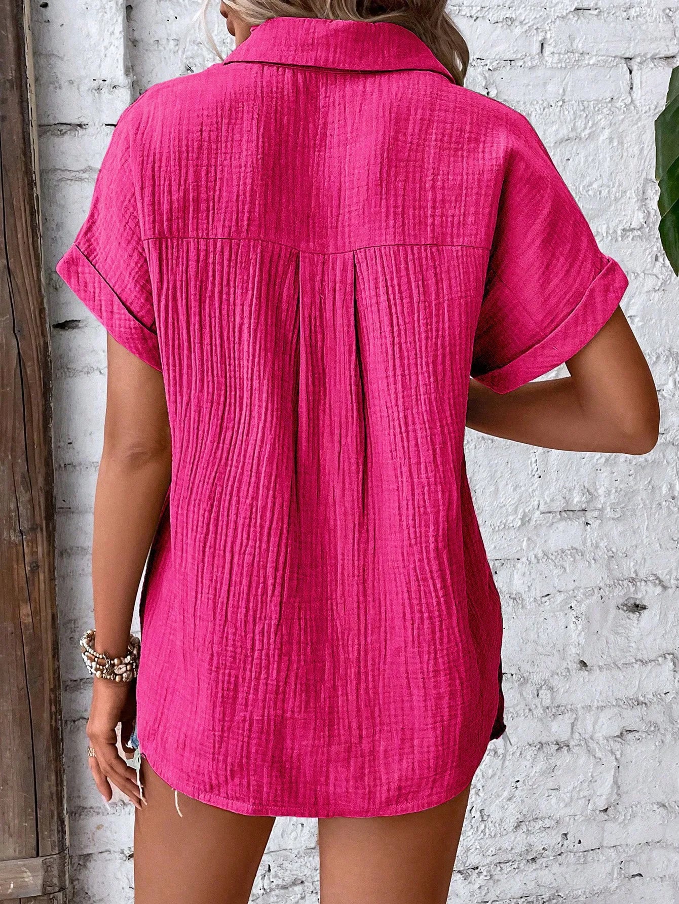 Women Casual Cotton Blouse Vintage Summer Short Sleeve Slim Shirt Elegant Turn Down Collar Solid Tunics Harajuku Streetwear Tops