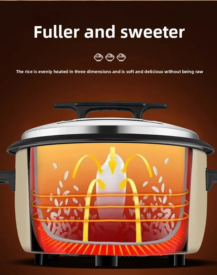 Large capacity 13L old-style rice cooker for 10-15-20 people, suitable for canteens, restaurants, and commercial use.