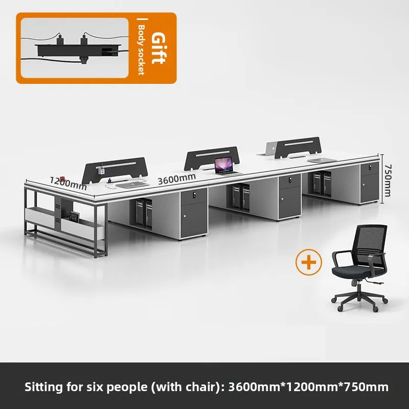 ！@Office Staff Desk and Chair Set: Simple, Modern, 4/6-person, Double-seat, Office Screen Cubicles, Financial Workstations
