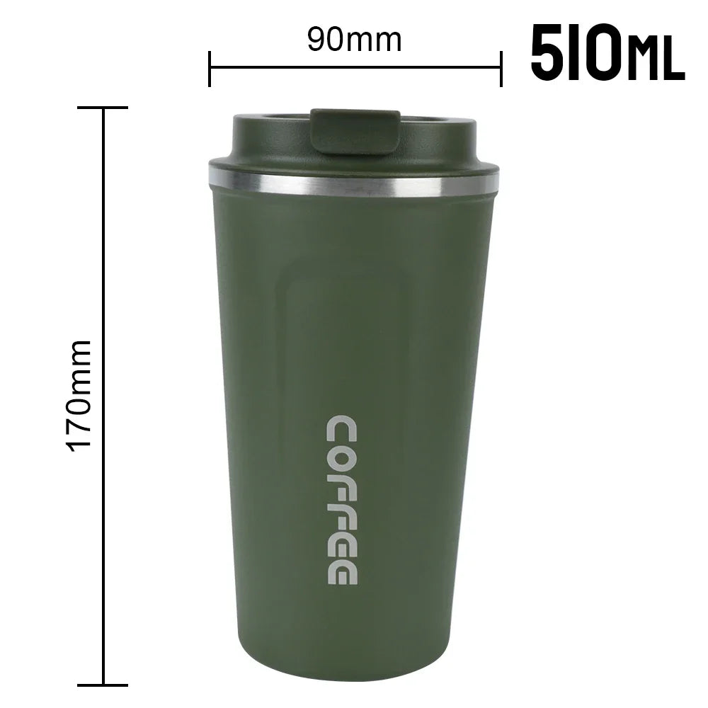 380/510ML Double‑Wall Stainless Steel Insulated Coffee Mug, Leak‑Proof Car Travel Tumbler for Home Outdoor Tea Water Drinking