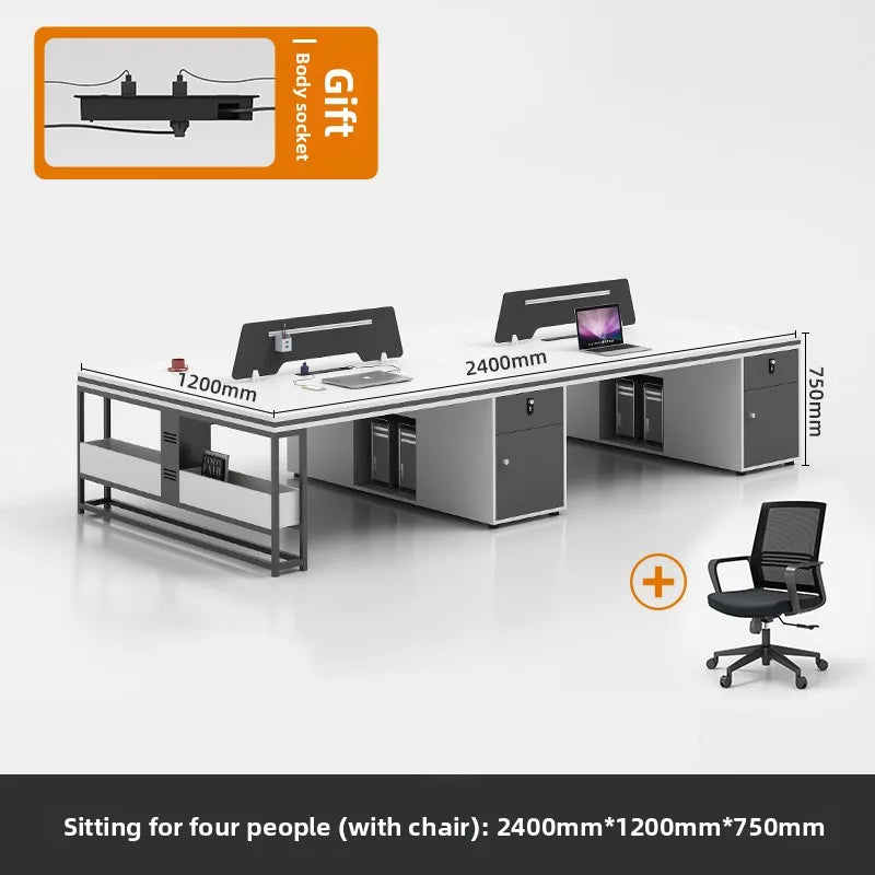 ！@Office Staff Desk and Chair Set: Simple, Modern, 4/6-person, Double-seat, Office Screen Cubicles, Financial Workstations