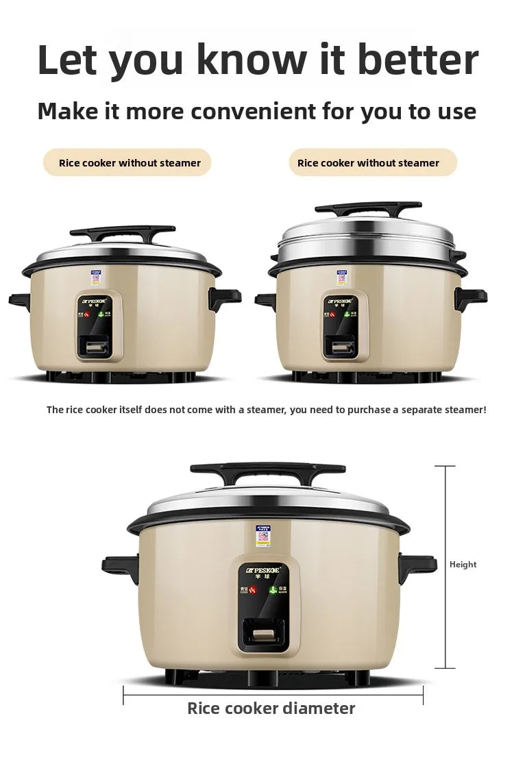 Large capacity 13L old-style rice cooker for 10-15-20 people, suitable for canteens, restaurants, and commercial use.