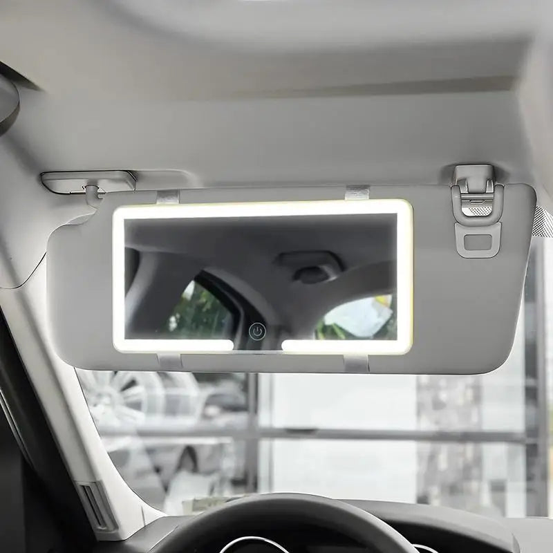 Car Interior Mirrors Sun Visor Plate LED HD Makeup Mirror for Girls Women Rechargeable Fill Light Universal Thin Vanity Mirror