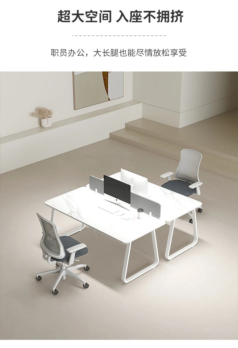 CZ Rock Slab Office Desk and Chair Set for Staff, Simple Modern Face-to-Face Double Seat Partition Screen Employee Desk