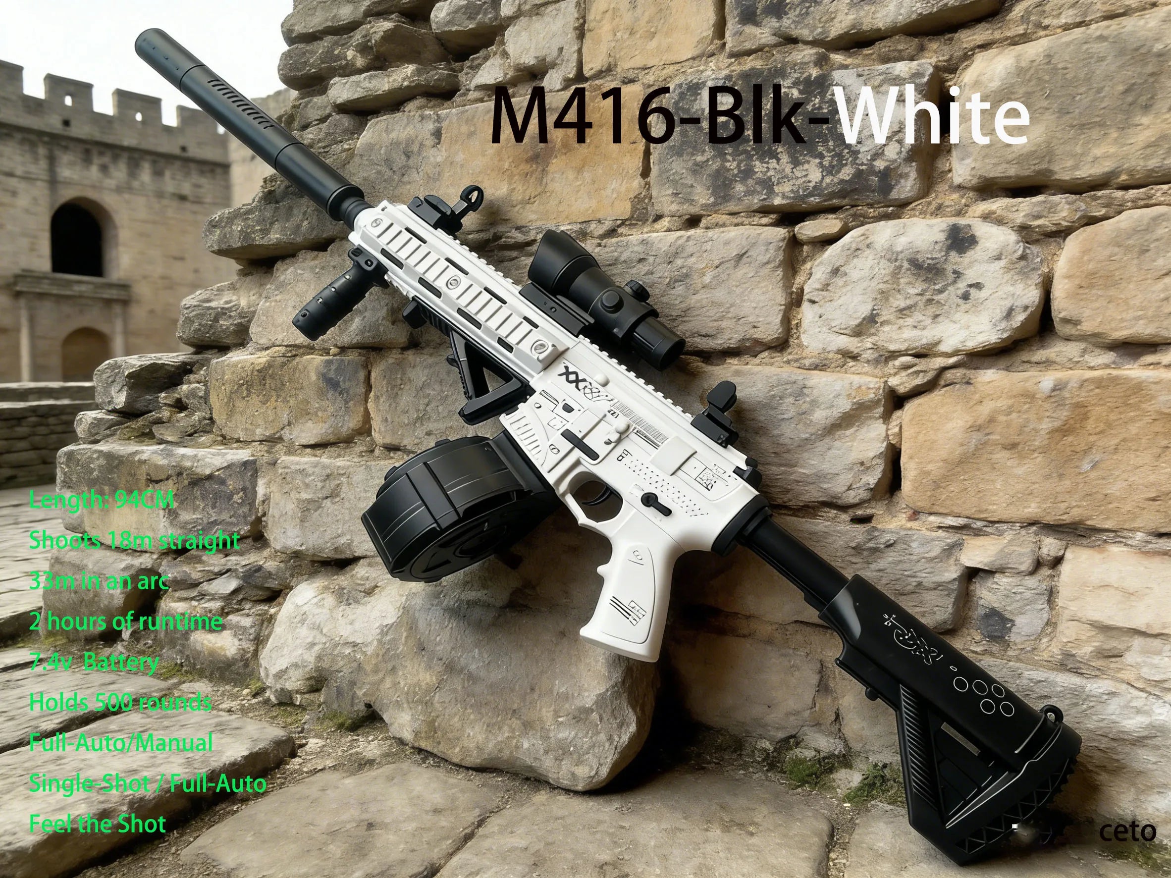 M416 Gel Ball Blaster Gun,30m Long Range,7.4V Battery & Safe Gel Beads, Cool Design for Outdoor Team Battle Games - Perfect Gift