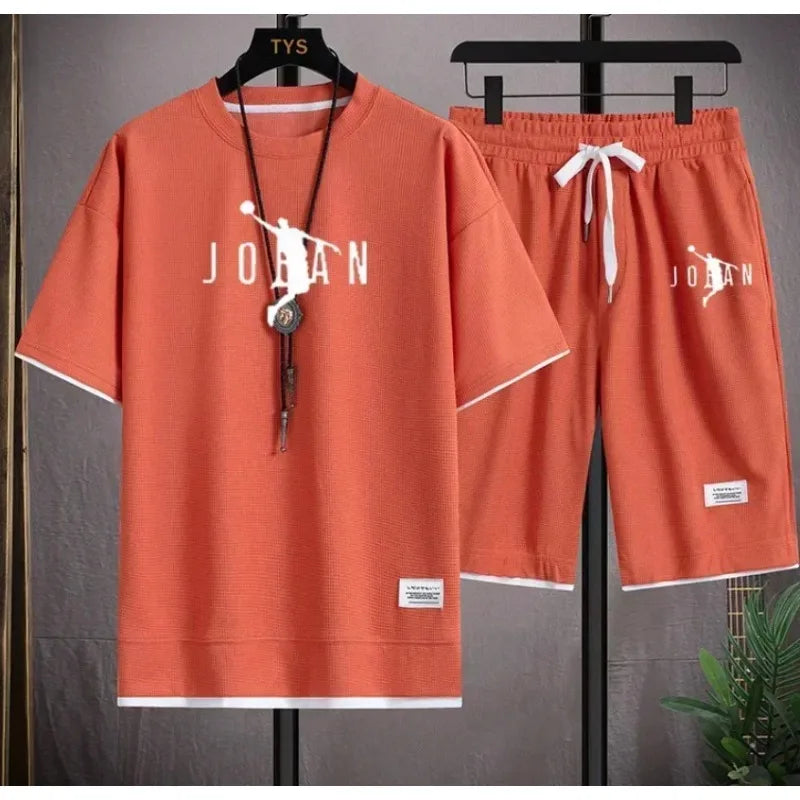 Men's 2026 Summer 2 Piece Set Casual Blazer + T-Shirt Shorts Set Fashion Designer Smart Casual Outfit Streetwear Tracksuit