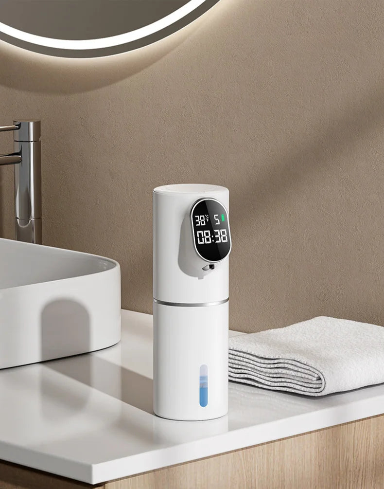 Automatic Foam Soap Dispenser with LED Display - 2-in-1 USB Charging Wall & Desktop Use Dispenser Sabao Automatico