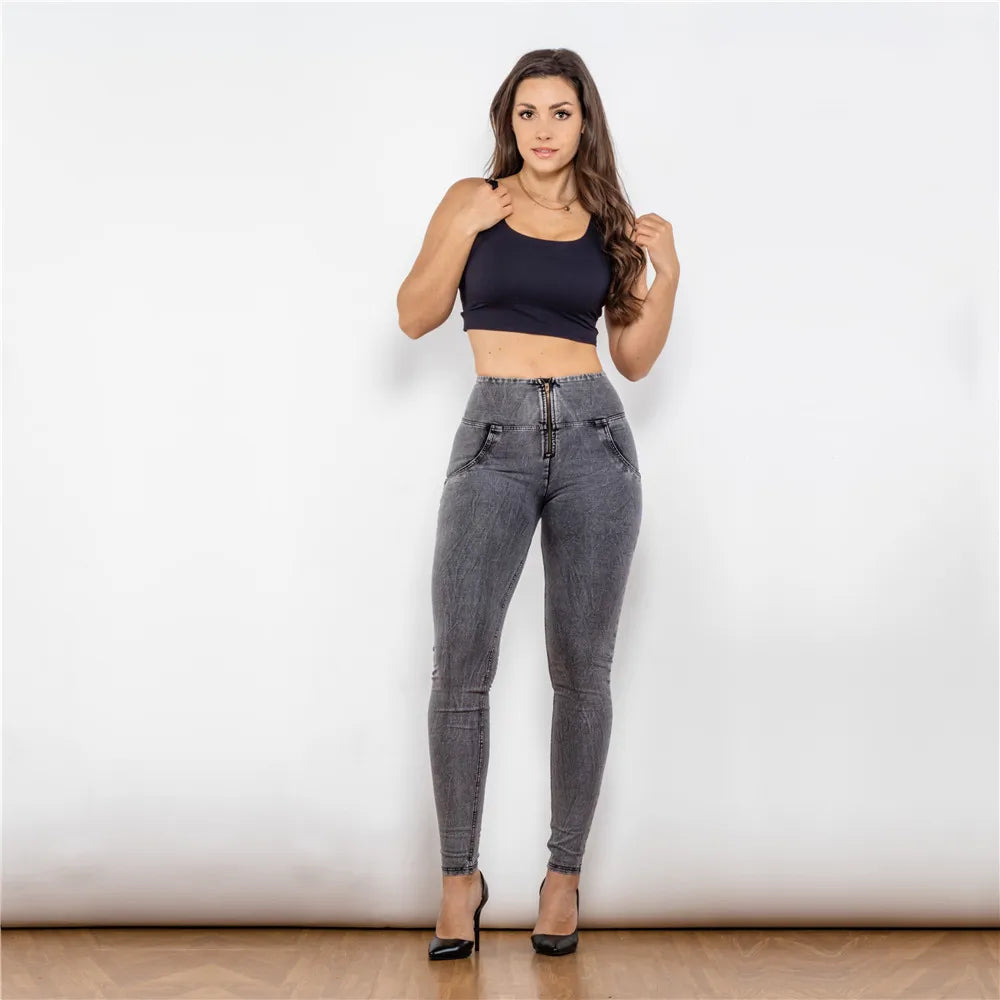 Shascullfites Melody Womens High Waisted Jeans Slim Fit Bum Lift Jean For Girls Push Up Stylish Full Length