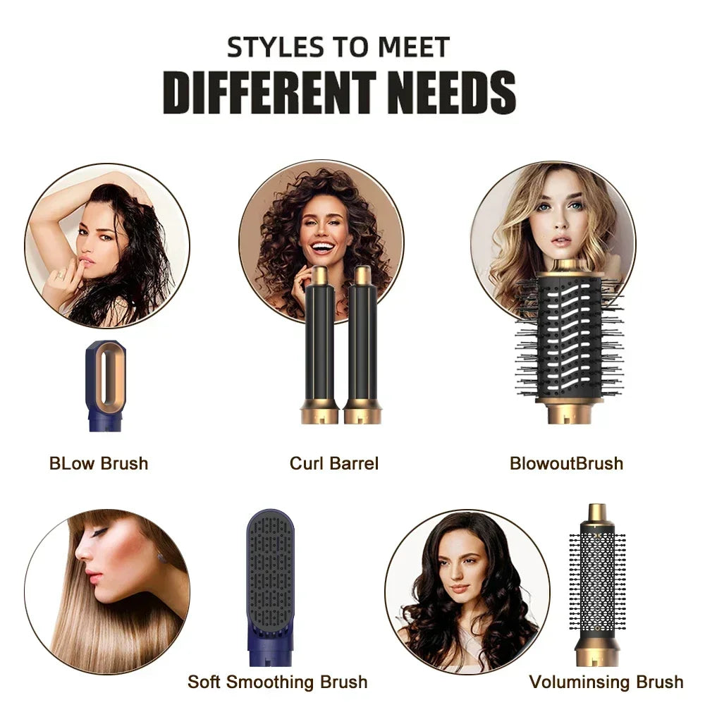 6 in 1 Hair Dryer One-step Hot Air Comb Set Professional Air styling Curling Iron Hair Straightener Styling Tool Hair Dryer