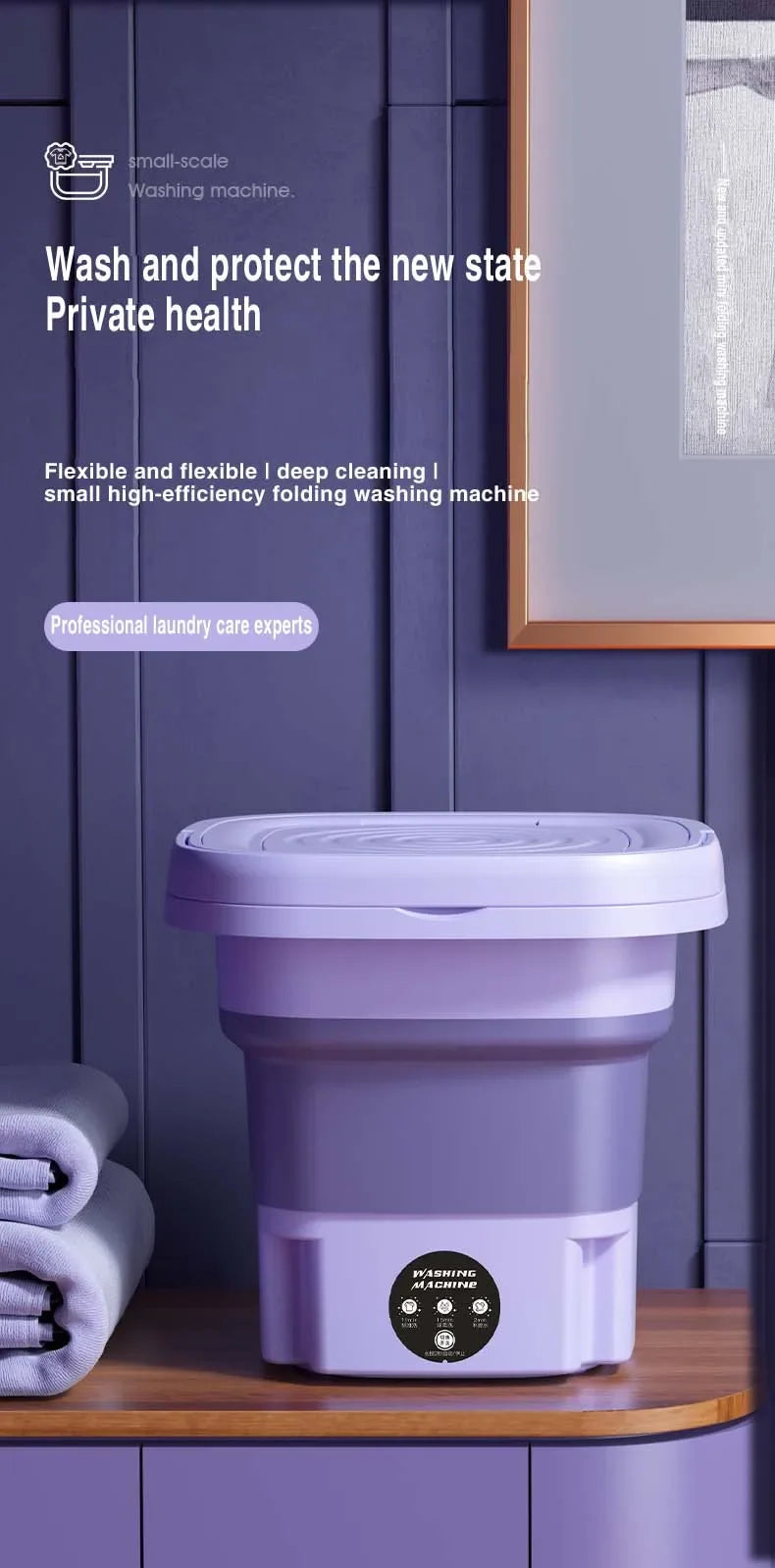 8L Foldable Washing Machine with Spin Dryer Apartments Travel Portable Socks Underwear Panties Baby Clothe Washer Machine