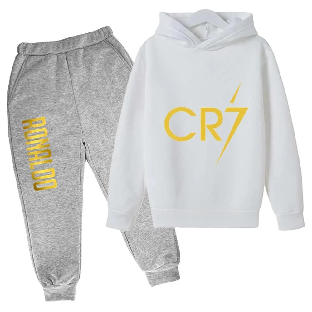 Ronaldo CR7 Print Football Idol Clothing Children Hoodie 2pcs Set Pants Suit Kids Boys Tracksuit Girls Clothing Sport Tracksuits
