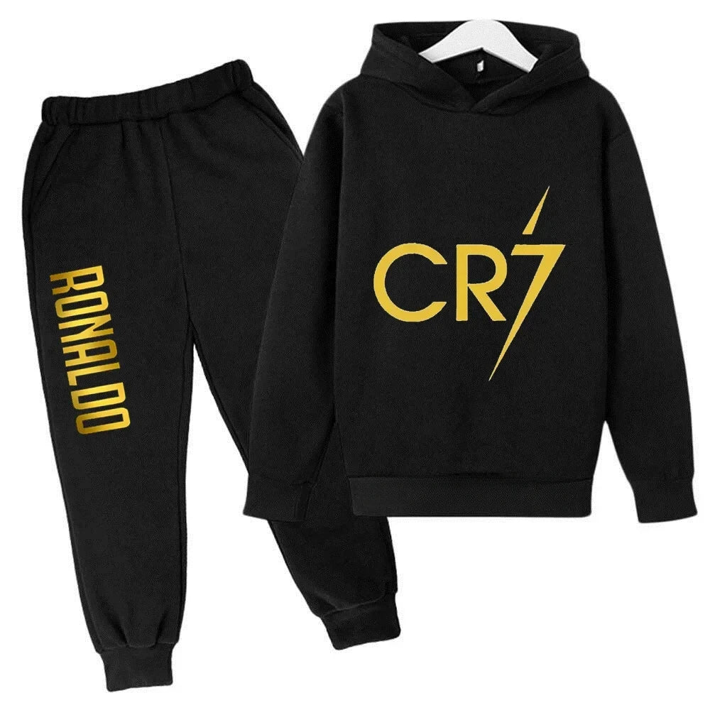 Ronaldo CR7 Print Football Idol Clothing Children Hoodie 2pcs Set Pants Suit Kids Boys Tracksuit Girls Clothing Sport Tracksuits